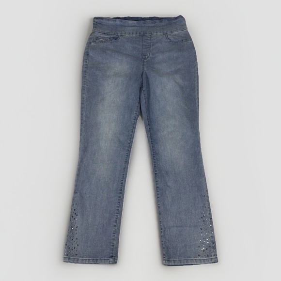 Gloria Vanderbilt Amanda Classic Jeans Womens 10 Blue Denim Medium Wash Beaded‎ - Picture 2 of 13